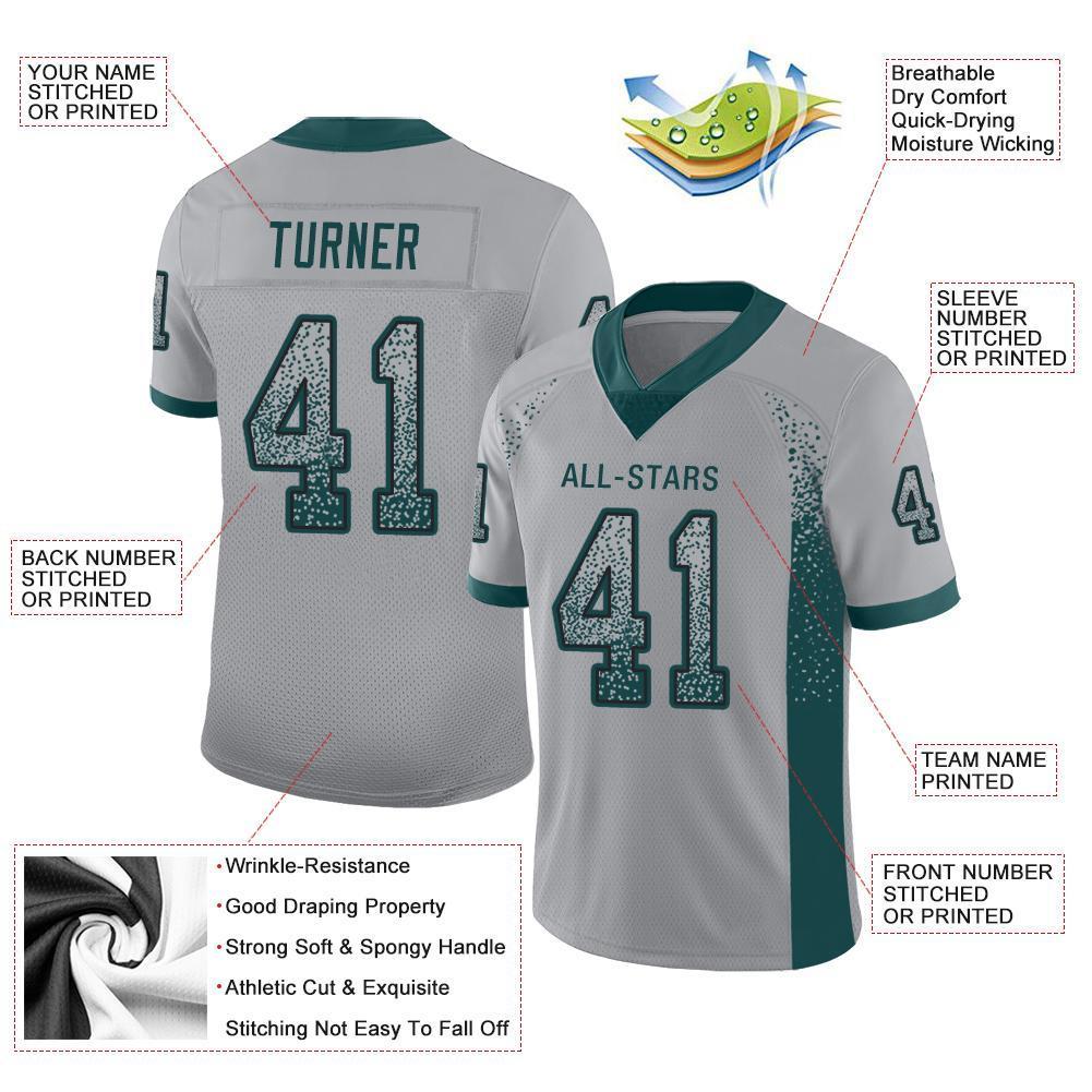 Custom Light Gray Midnight Green-Black Drift Fashion Mesh Authentic American Football Jersey| KXKSHOP