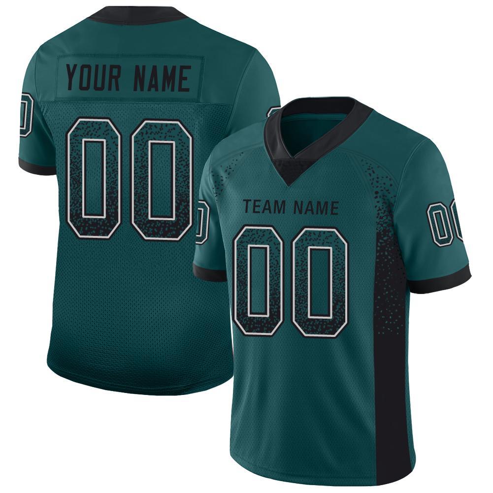 Custom Midnight Green Black-White Drift Fashion Mesh Authentic American Football Jersey| KXKSHOP