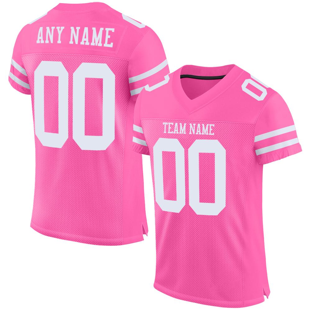 Custom Pink White Classic Style Mesh Authentic American Football Jersey| KXKSHOP