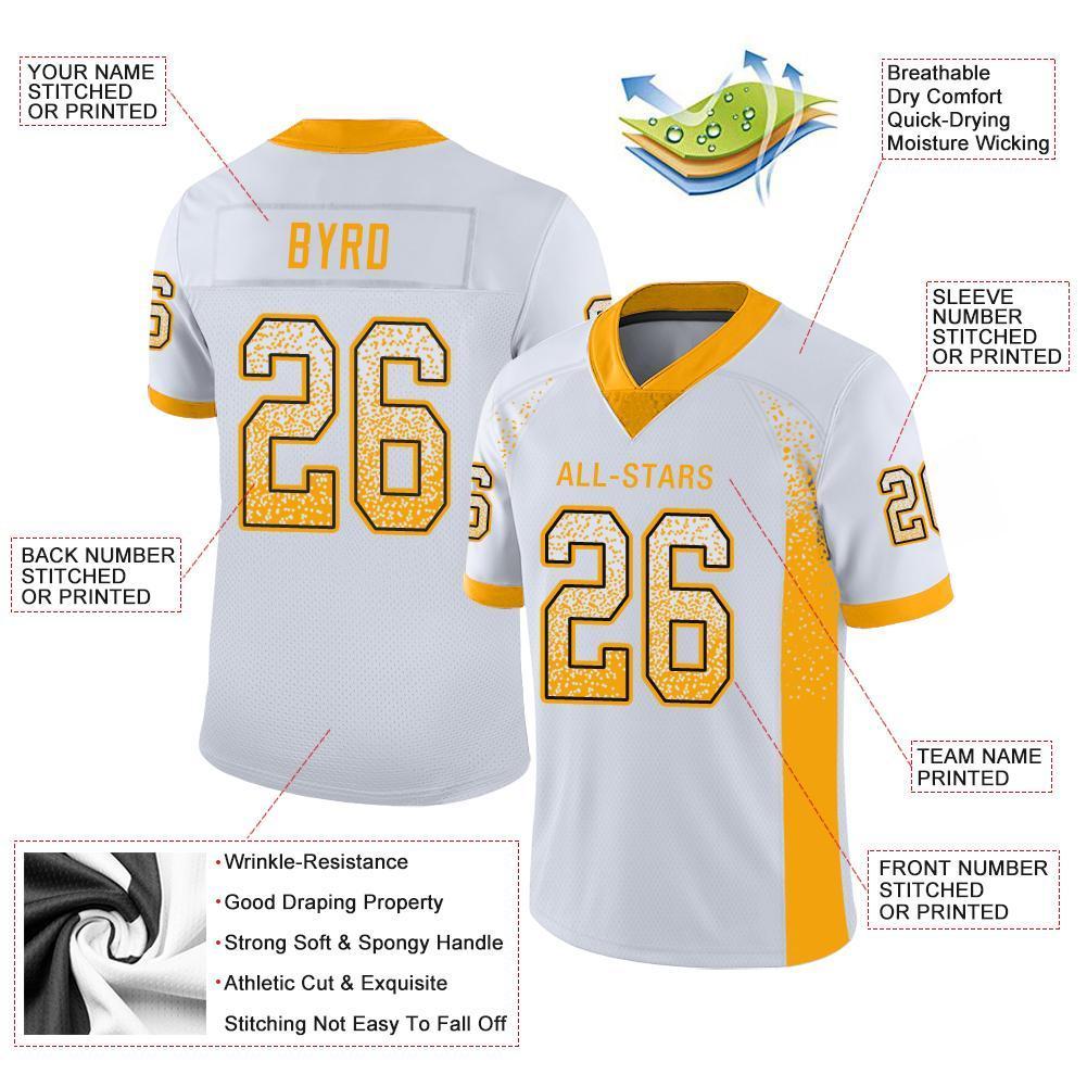 Custom White Gold-Black Drift Fashion Mesh Authentic American Football Jersey| KXKSHOP