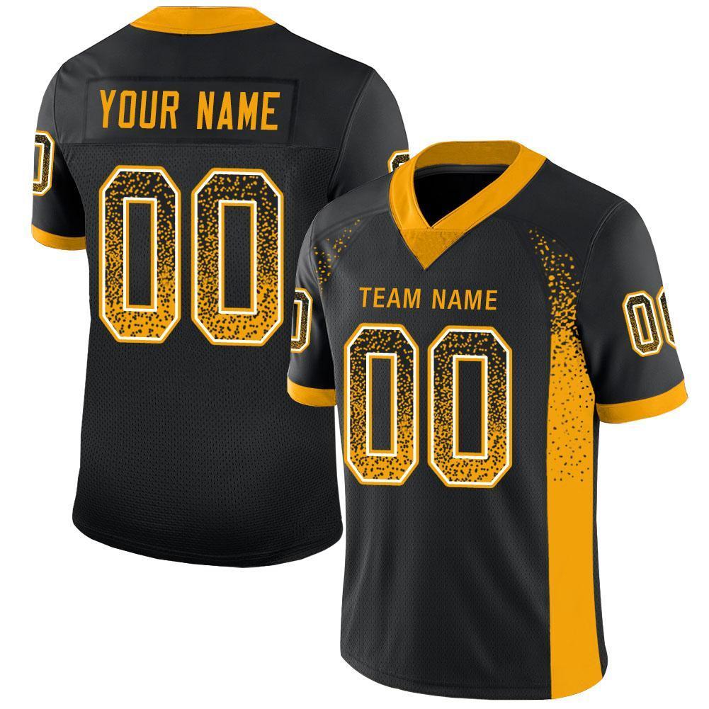 Custom Black Gold-White Drift Fashion Mesh Authentic American Football Jersey| KXKSHOP