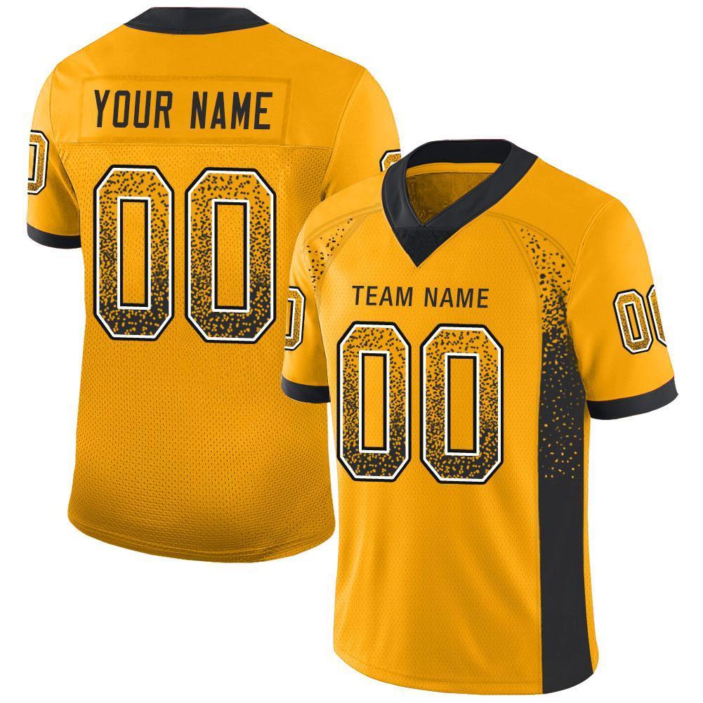 Custom Gold Black-White Drift Fashion Mesh Authentic American Football Jersey| KXKSHOP