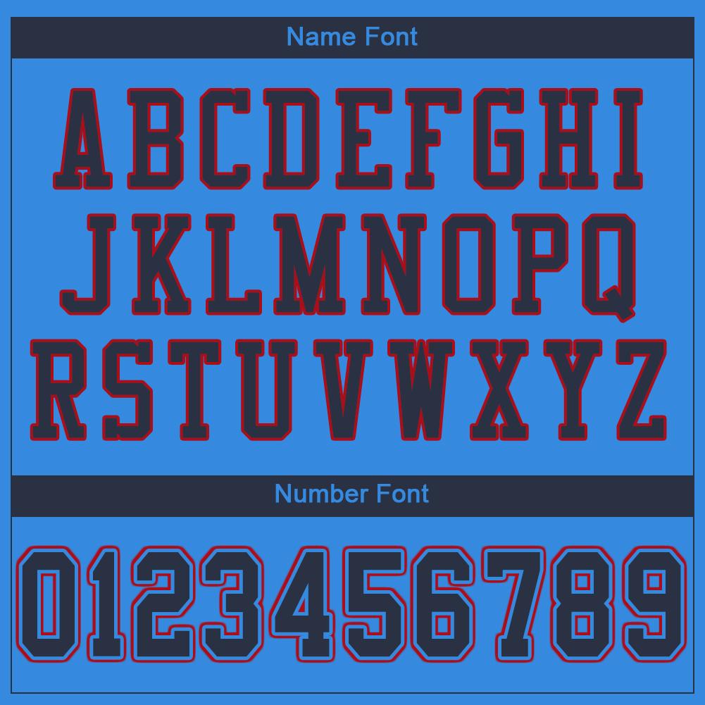 Custom Powder Blue Navy-Red Classic Style Mesh Authentic American Football Jersey| KXKSHOP