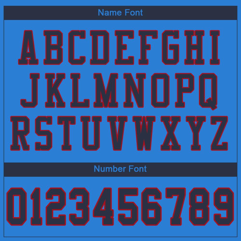 Custom Powder Blue Navy-Red Classic Style Mesh Authentic American Football Jersey| KXKSHOP