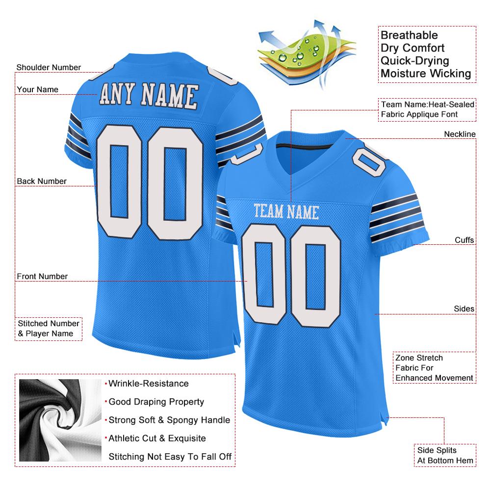 Custom Powder Blue Classic Style Mesh Authentic American Football Jersey| KXKSHOP