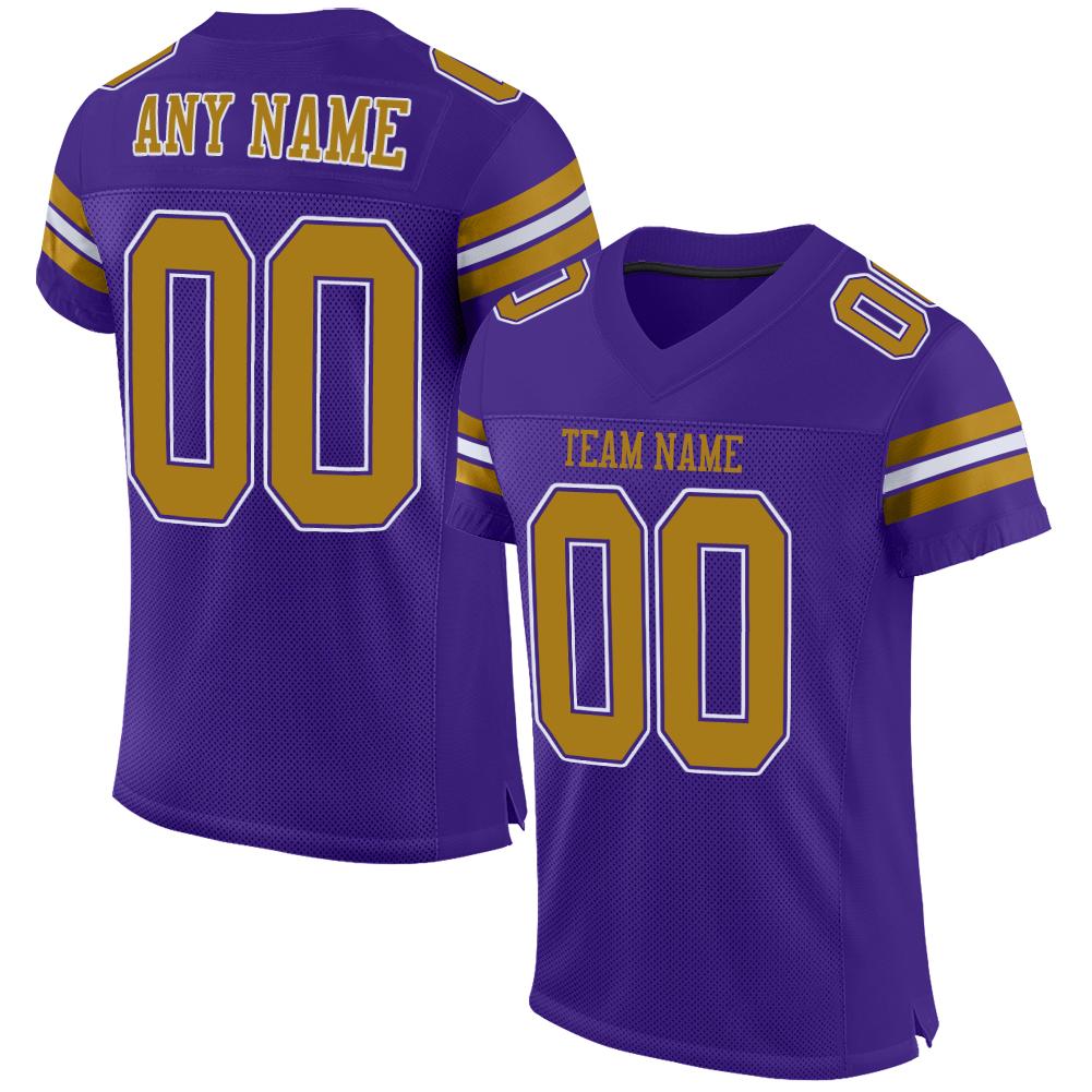 Custom Purple Old Gold-White Classic Style Mesh Authentic American Football Jersey| KXKSHOP