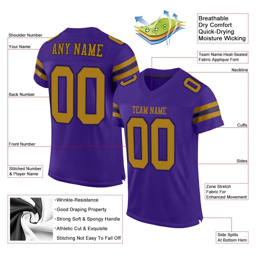 Custom Purple Old Gold-Black Classic Style Mesh Authentic American Football Jersey| KXKSHOP