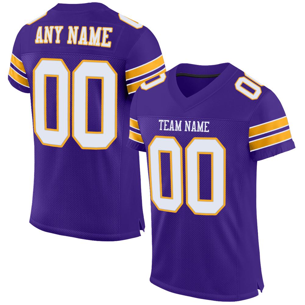 Custom Purple White-Gold Classic Style Mesh Authentic American Football Jersey| KXKSHOP