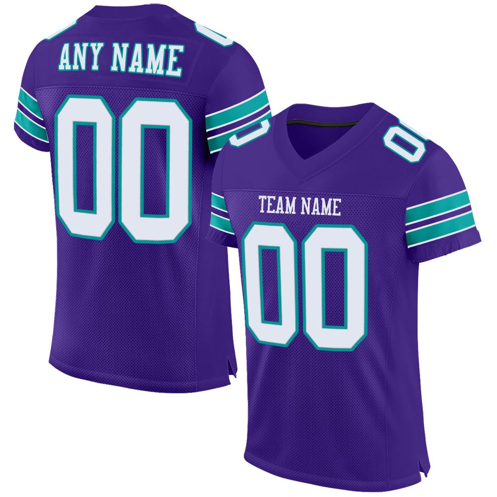 Custom Purple White-Aqua Classic Style Mesh Authentic American Football Jersey| KXKSHOP