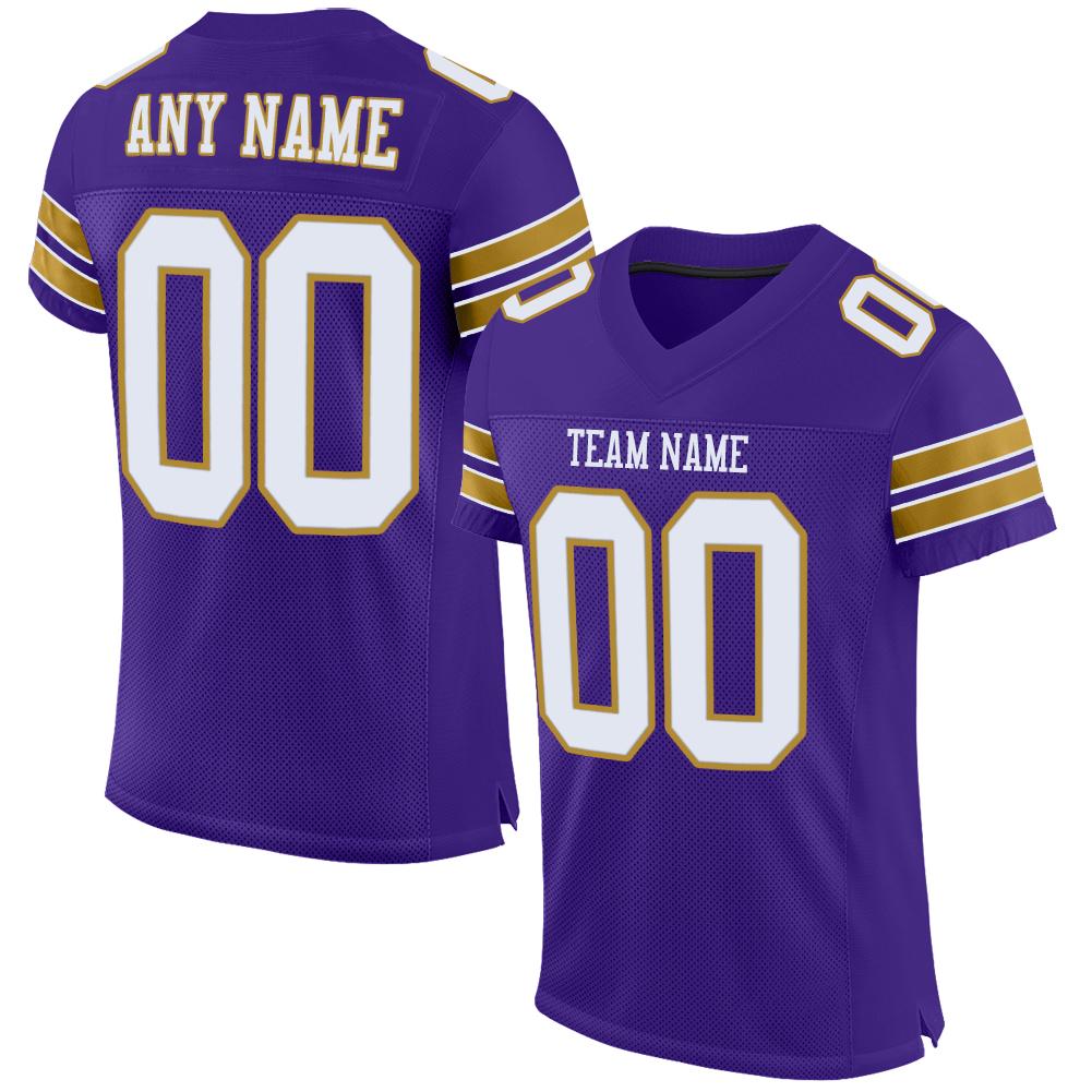 Custom Purple White-Old Gold Classic Style Mesh Authentic American Football Jersey| KXKSHOP