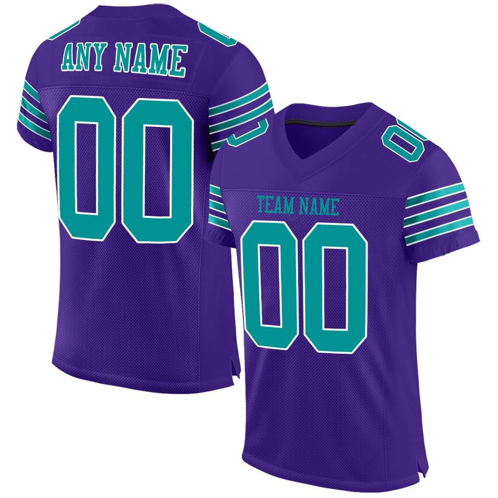 Custom Purple Aqua-White Classic Style Mesh Authentic American Football Jersey| KXKSHOP
