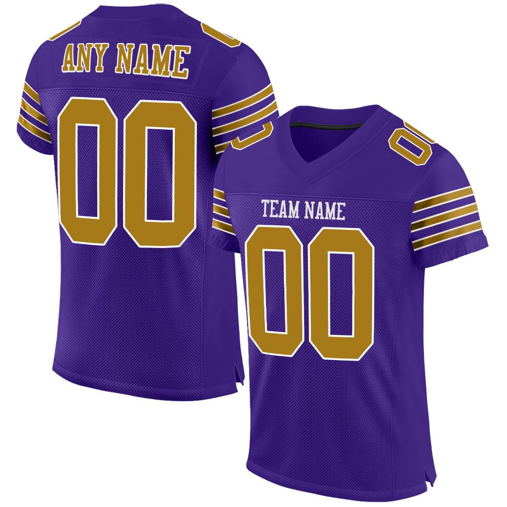 Custom Purple Old Gold-White Classic Style Mesh Authentic American Football Jersey| KXKSHOP