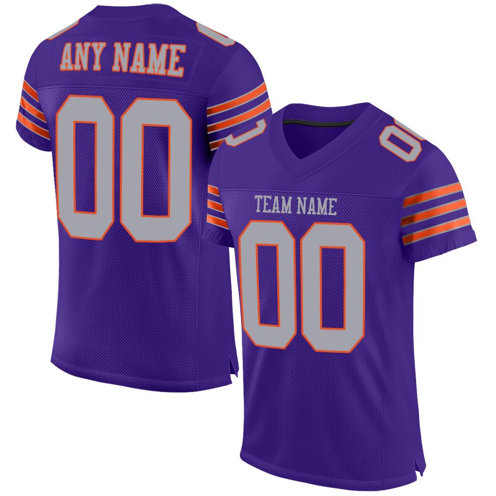 Custom Purple Gray-Orange Classic Style Mesh Authentic American Football Jersey| KXKSHOP