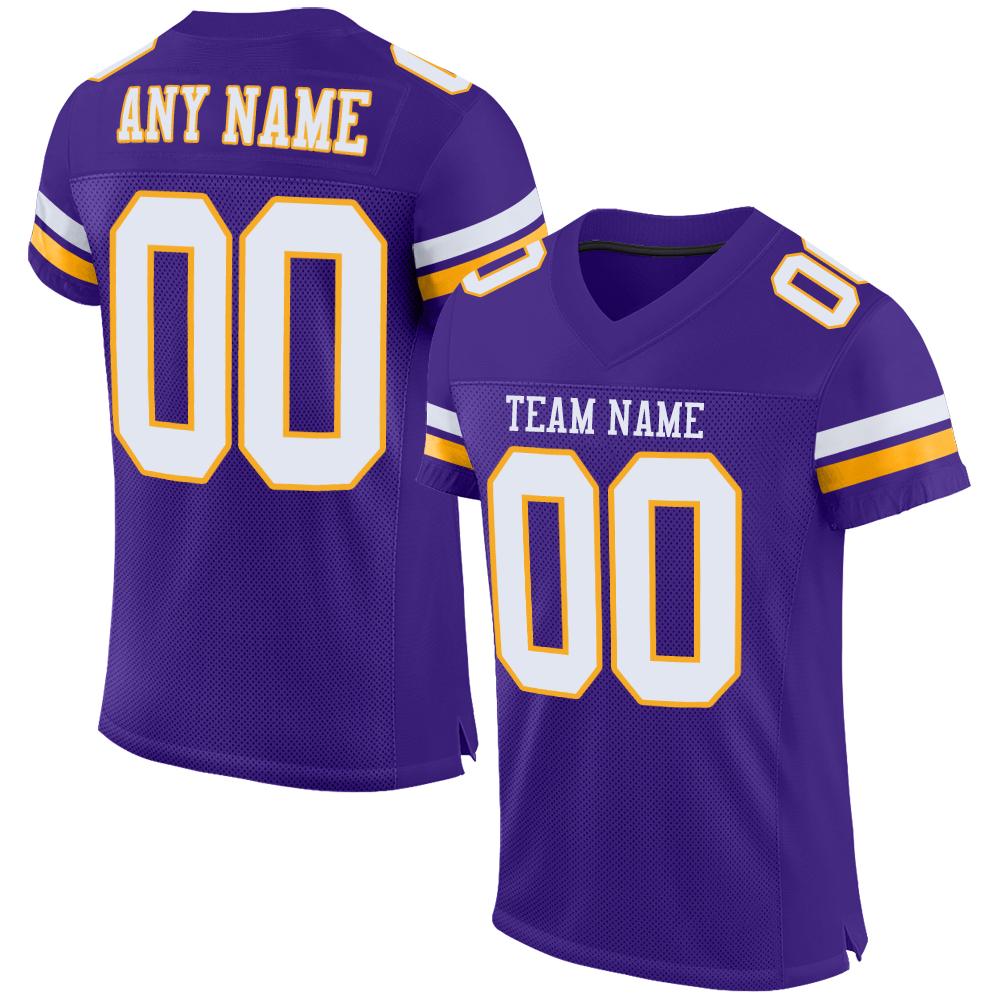 Custom Purple White-Gold Classic Style Mesh Authentic American Football Jersey| KXKSHOP