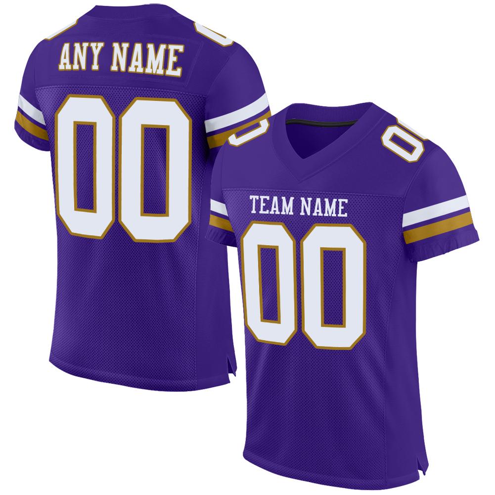 Custom Purple White-Old Gold Classic Style Mesh Authentic American Football Jersey| KXKSHOP
