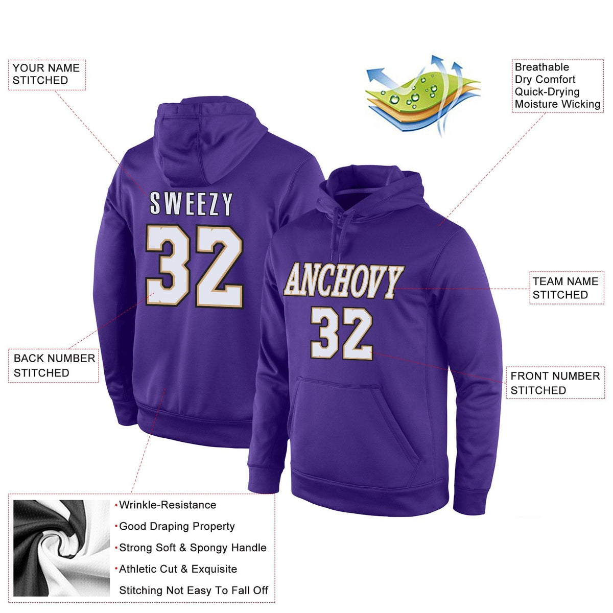 Custom Purple White-Old Gold Classic Style Uniform Pullover Fashion Hoodie| KXKSHOP
