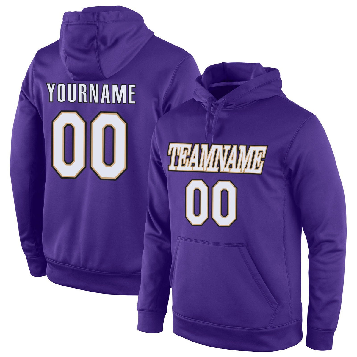 Custom Purple White-Old Gold Classic Style Uniform Pullover Fashion Hoodie| KXKSHOP