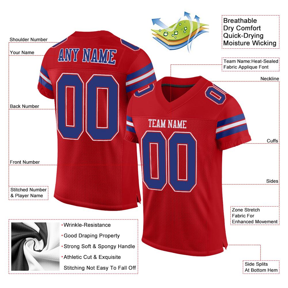 Custom Red Navy-White Classic Style Mesh American Football Jersey | KXKSHOP