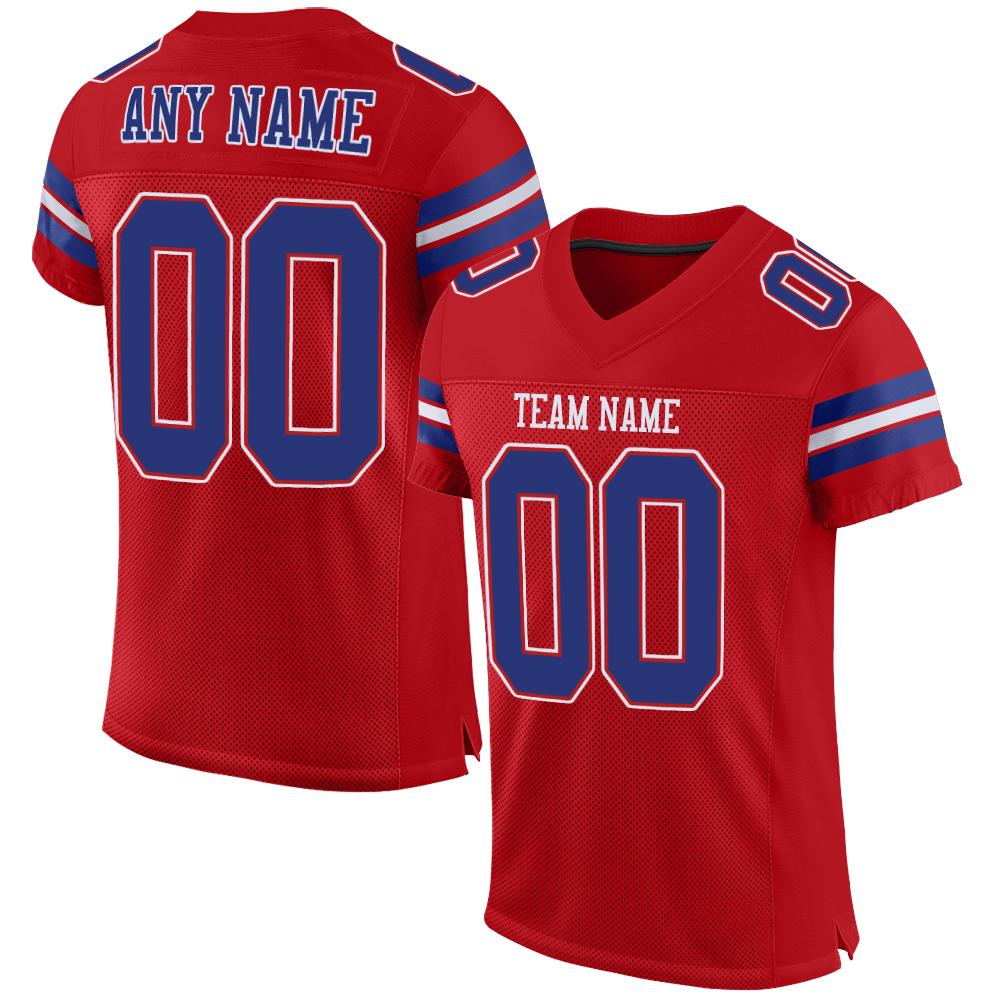 Custom Red Royal-White Classic Style Mesh Authentic American Football Jersey| KXKSHOP