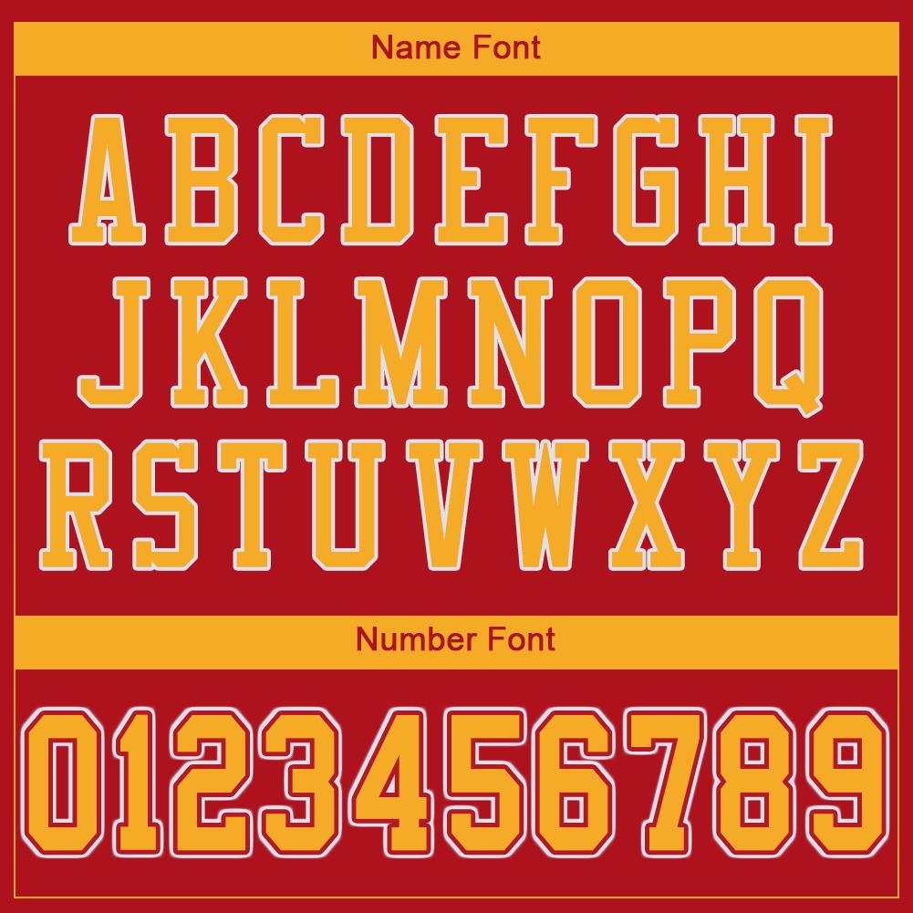Custom Red Gold-White Classic Style Mesh Authentic American Football Jersey| KXKSHOP