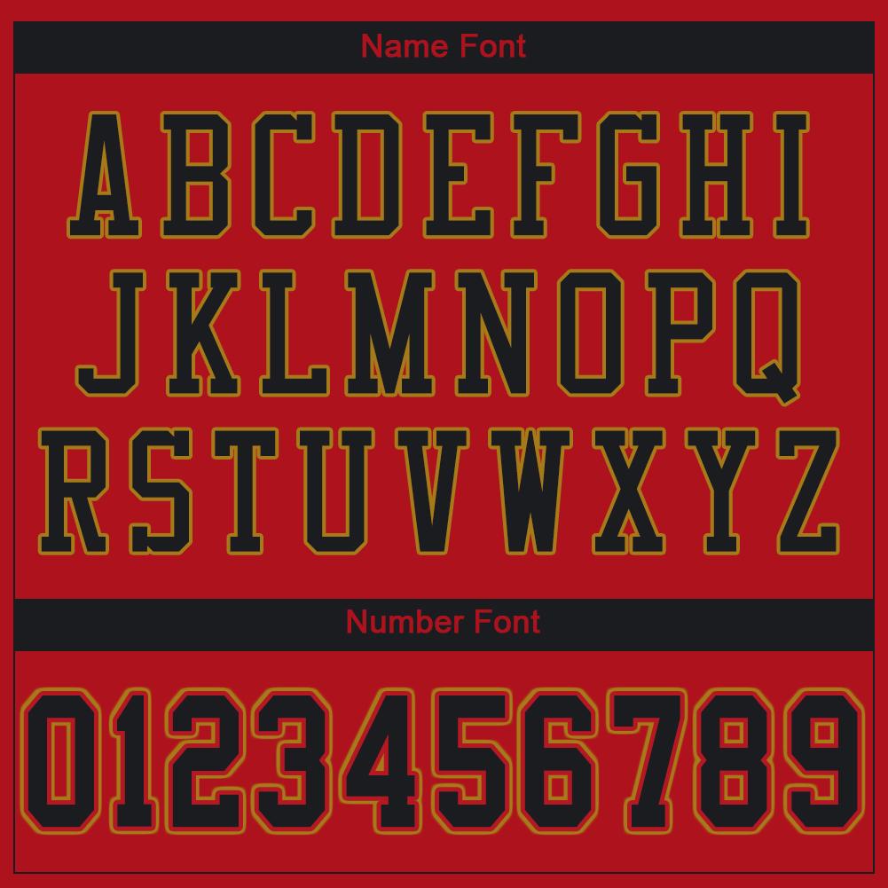 Custom Red Black-Old Gold Classic Style Mesh Authentic American Football Jersey| KXKSHOP