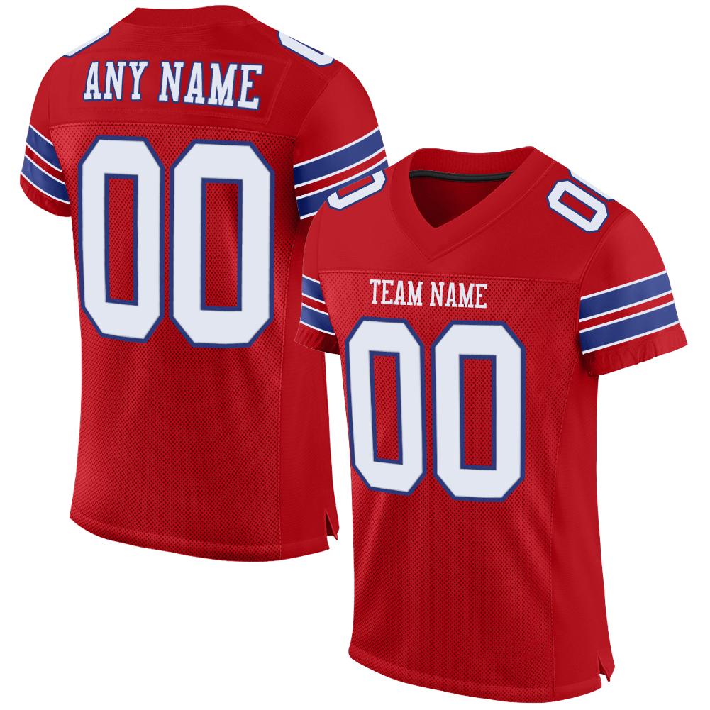 Custom Red White-Royal Classic Style Mesh Authentic American Football Jersey| KXKSHOP