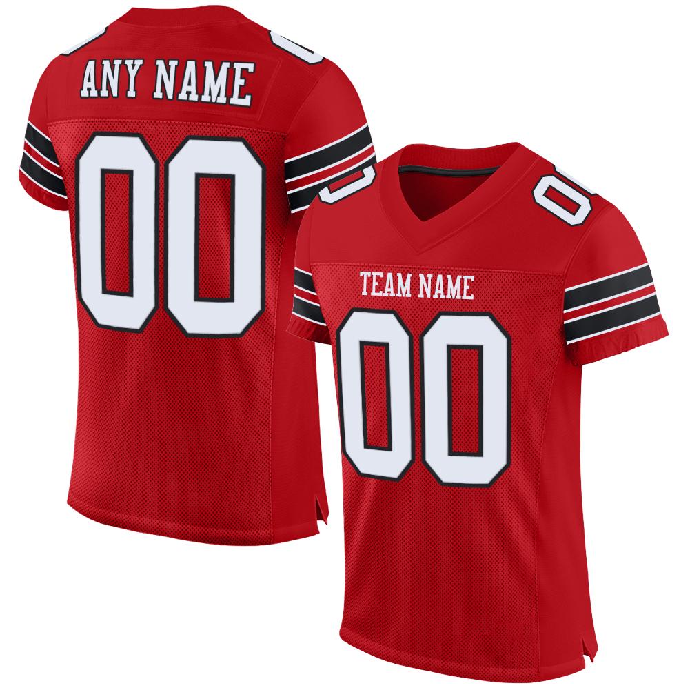 Custom Red White-Black Classic Style Mesh Authentic American Football Jersey| KXKSHOP