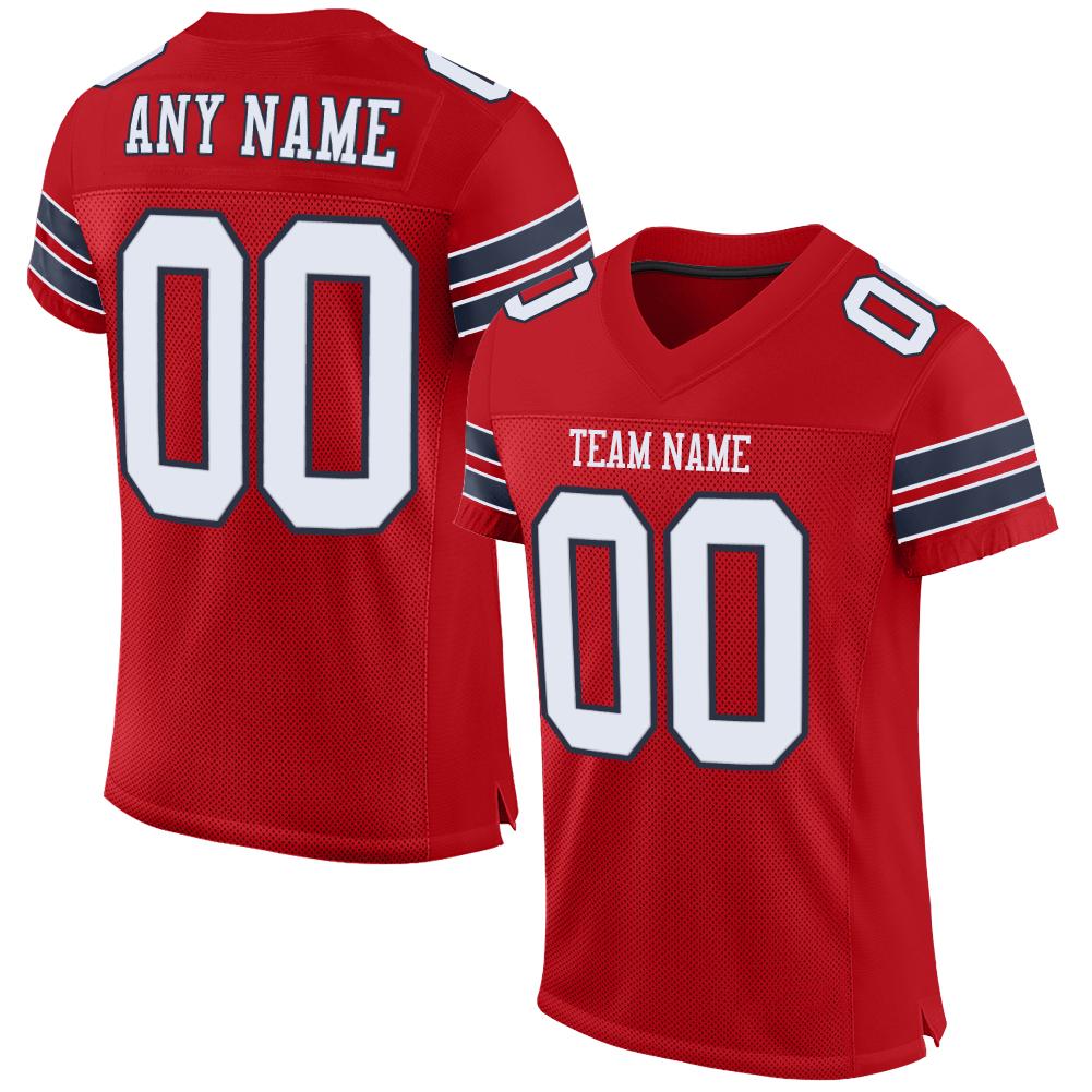 Custom Red White-Navy Classic Style Mesh Authentic American Football Jersey| KXKSHOP