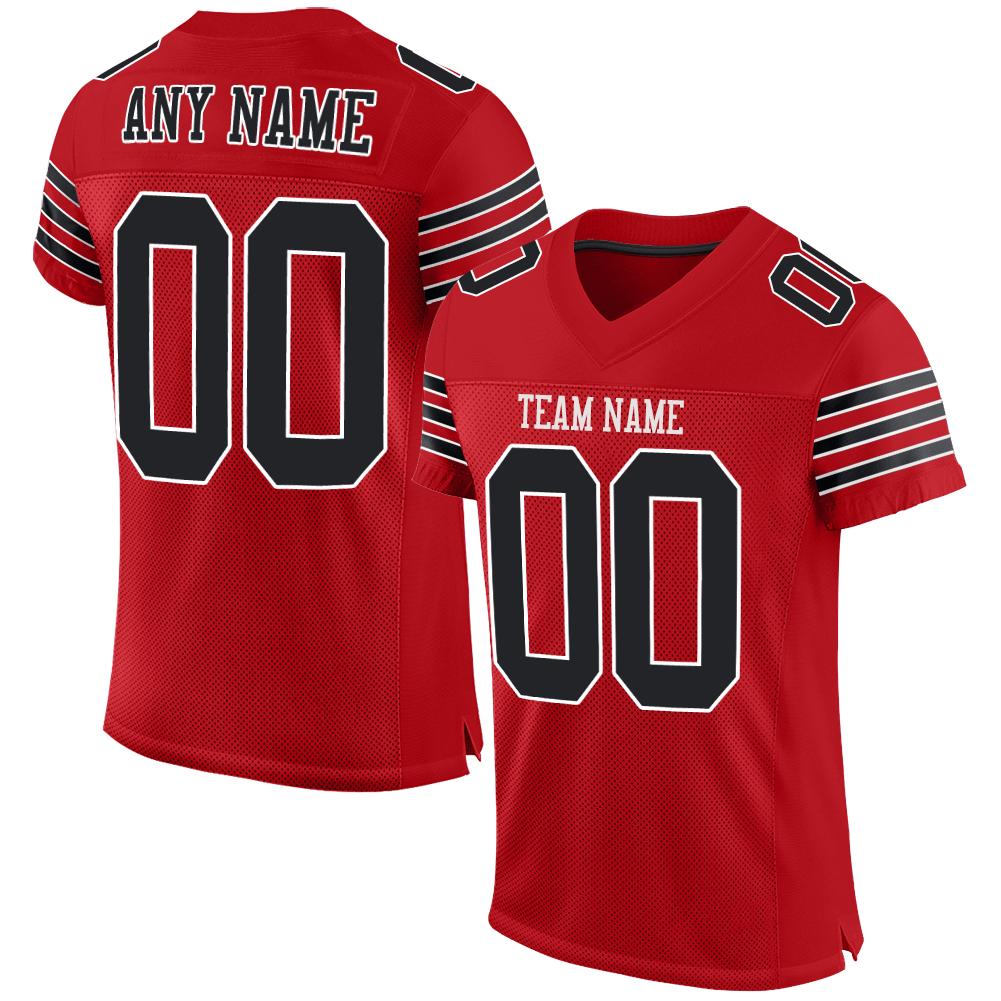 Custom Red Black-White Classic Style Mesh Authentic American Football Jersey| KXKSHOP