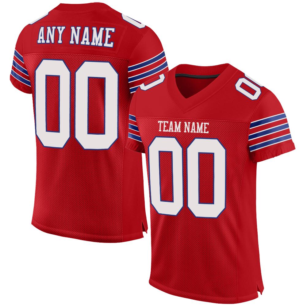 Custom Red White-Royal Classic Style Mesh Authentic American Football Jersey| KXKSHOP