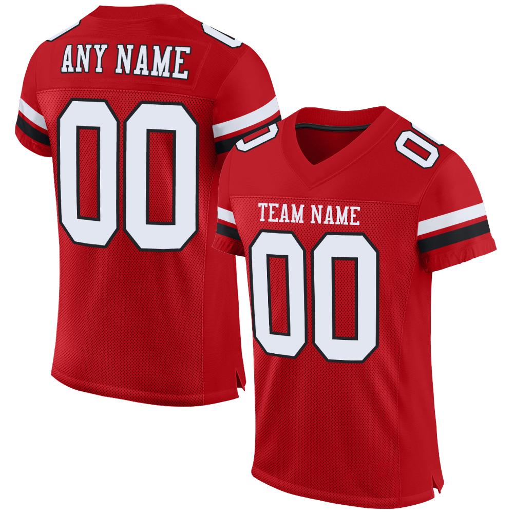 Custom Red White-Black Classic Style Mesh Authentic American Football Jersey| KXKSHOP