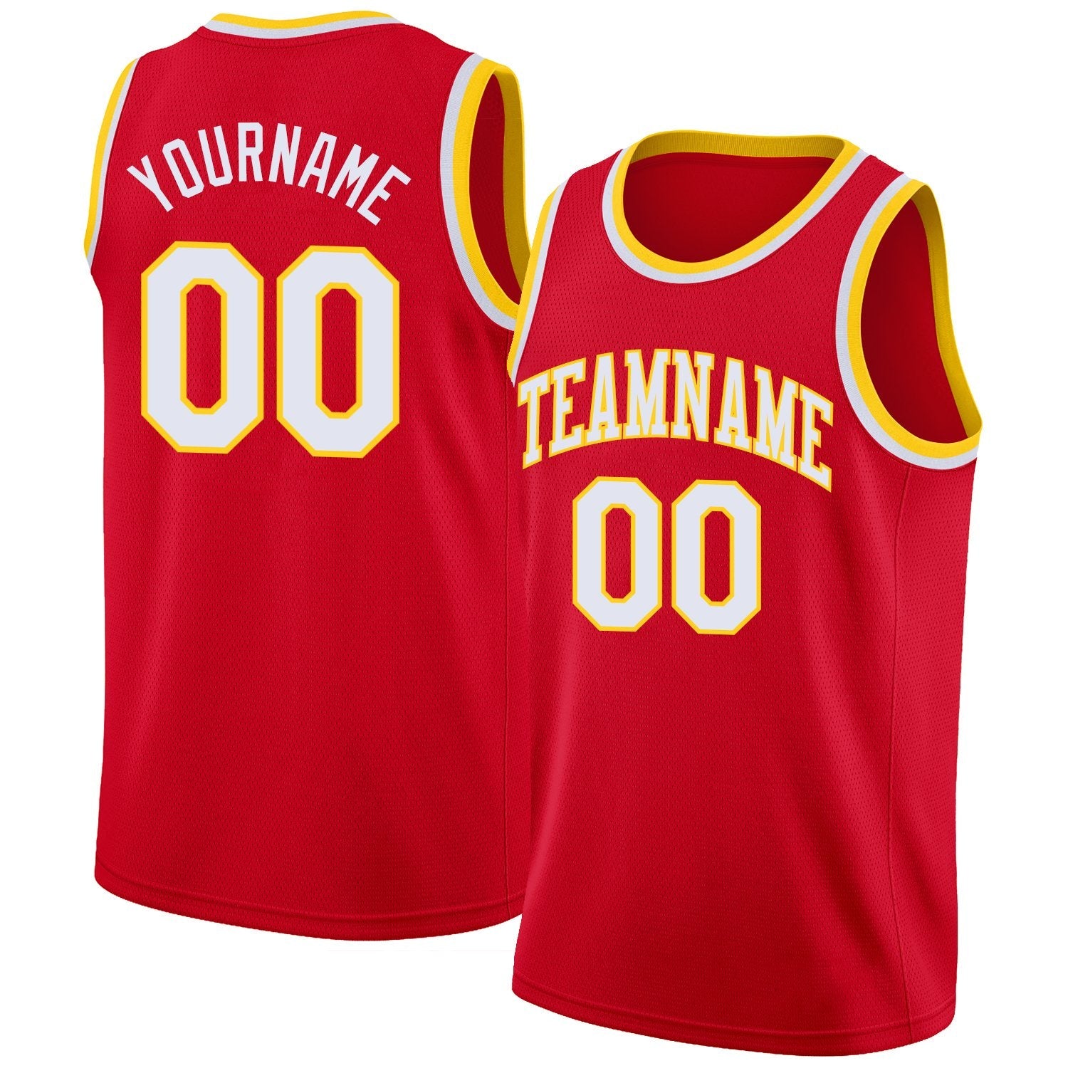 Custom Red White-Yellow Classic Tops Men/Boy Athletic Basketball Jersey| KXKSHOP