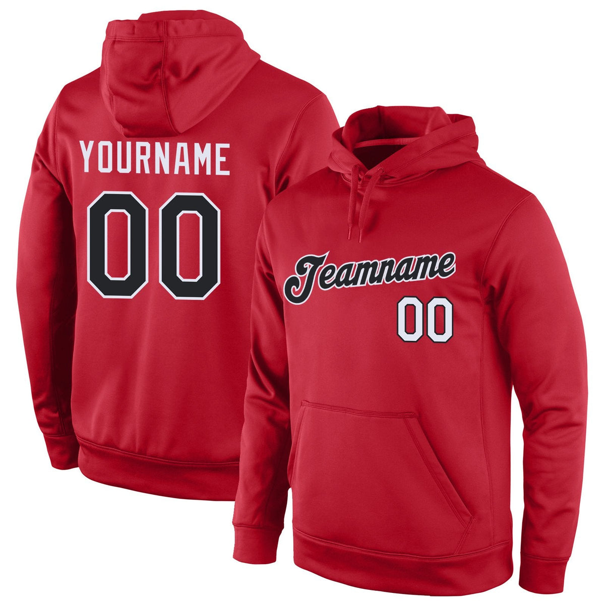 Custom Red Black-White Classic Style Uniform Pullover Fashion Hoodie| KXKSHOP