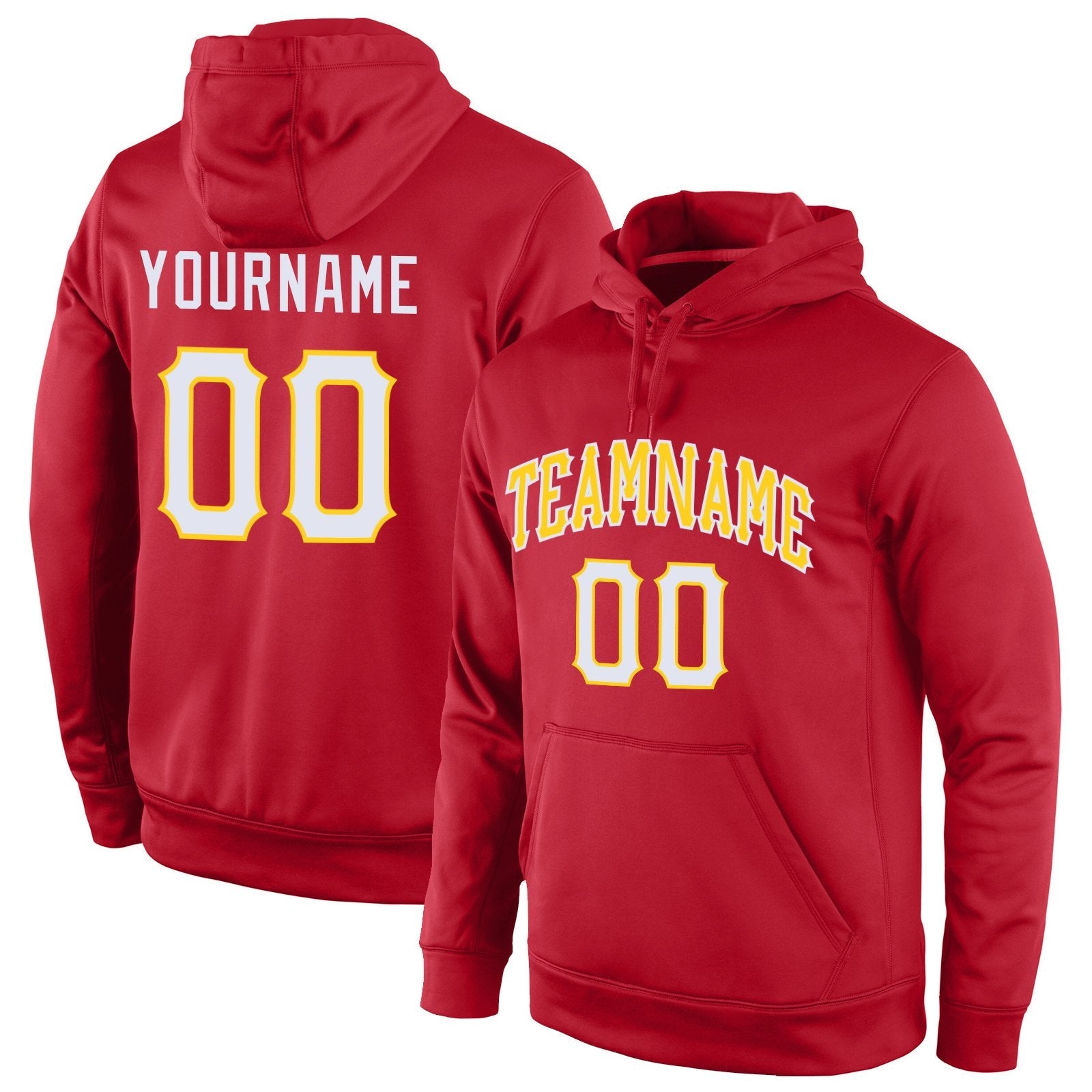Custom Red White-Yellow Classic Style Uniform Pullover Fashion Hoodie| KXKSHOP