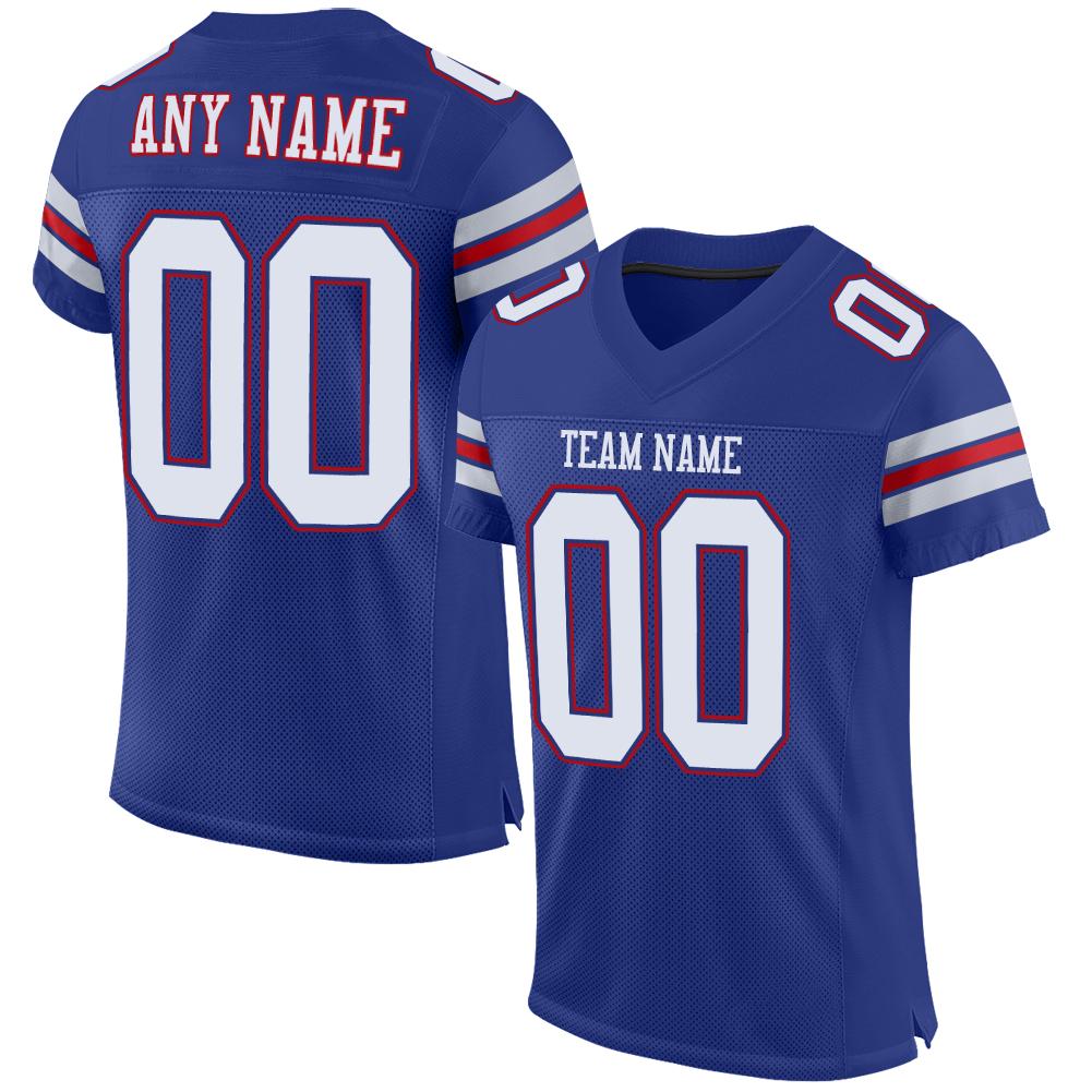 Custom Royal White-Red Classic Style Mesh Authentic American Football Jersey| KXKSHOP