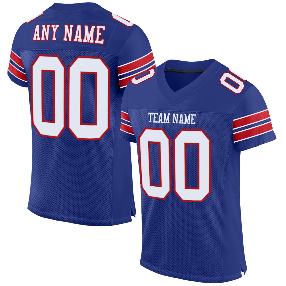 Custom Royal White-Red Classic Style Mesh Authentic American Football Jersey| KXKSHOP