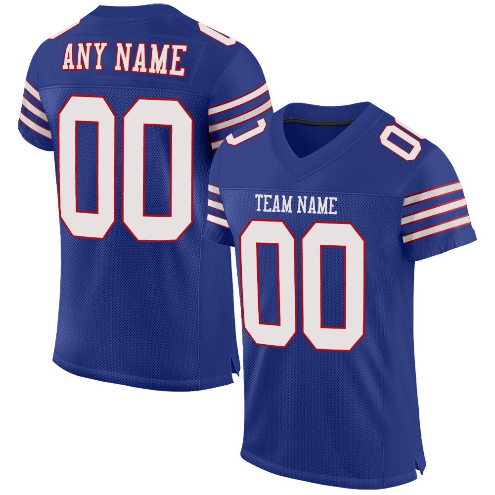 Custom Royal White-Red Classic Style Mesh Authentic American Football Jersey| KXKSHOP