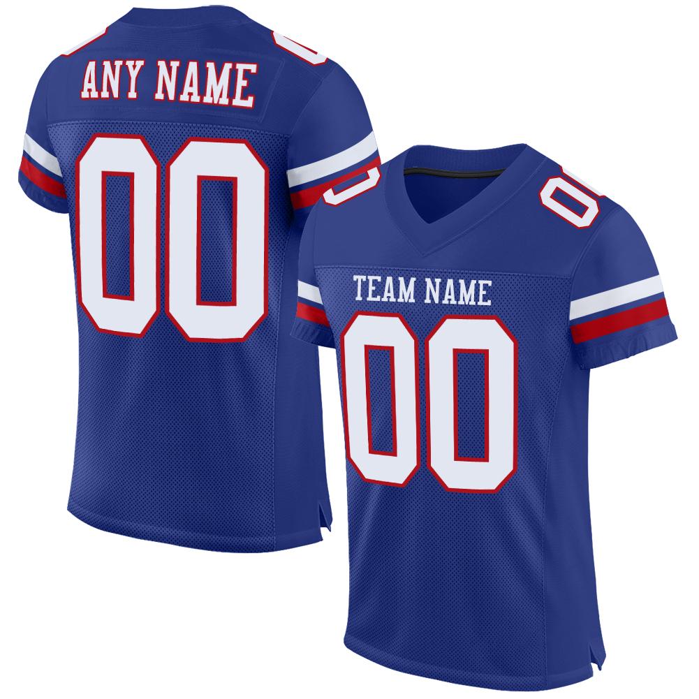 Custom Royal White-Red Classic Style Mesh Authentic American Football Jersey| KXKSHOP