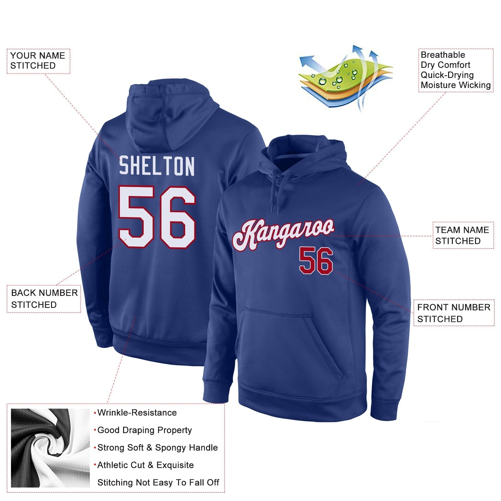 Custom Royal White-Red Classic Style Uniform Pullover Fashion Hoodie| KXKSHOP
