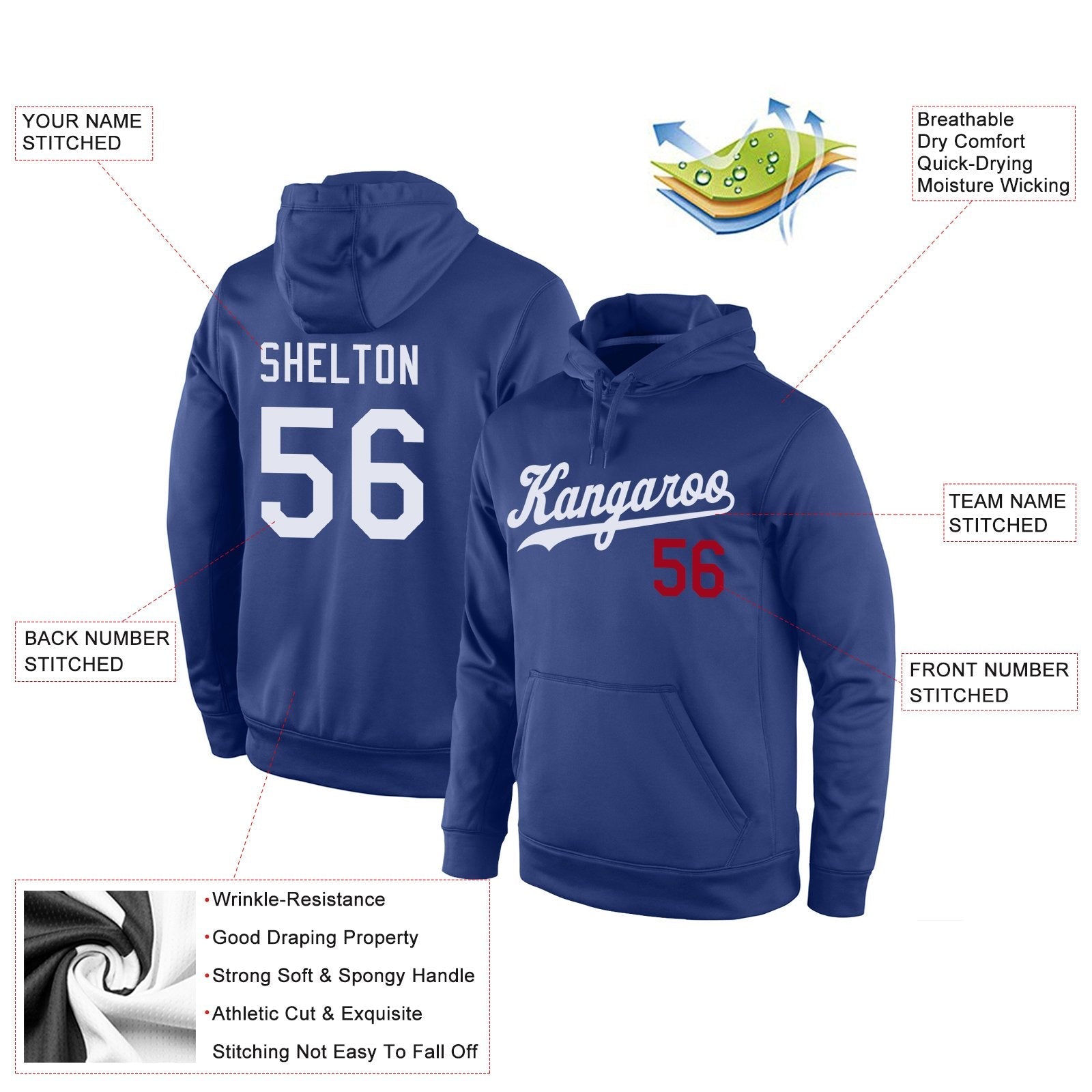 Custom Royal White Classic Style Uniform Pullover Fashion Hoodie| KXKSHOP