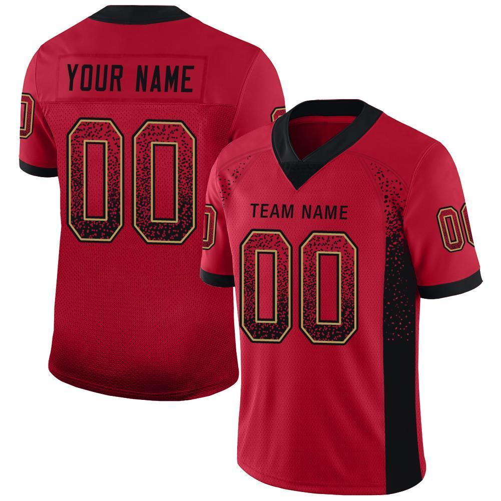Custom Red Black-Old Gold Drift Fashion Mesh Authentic American Football Jersey| KXKSHOP