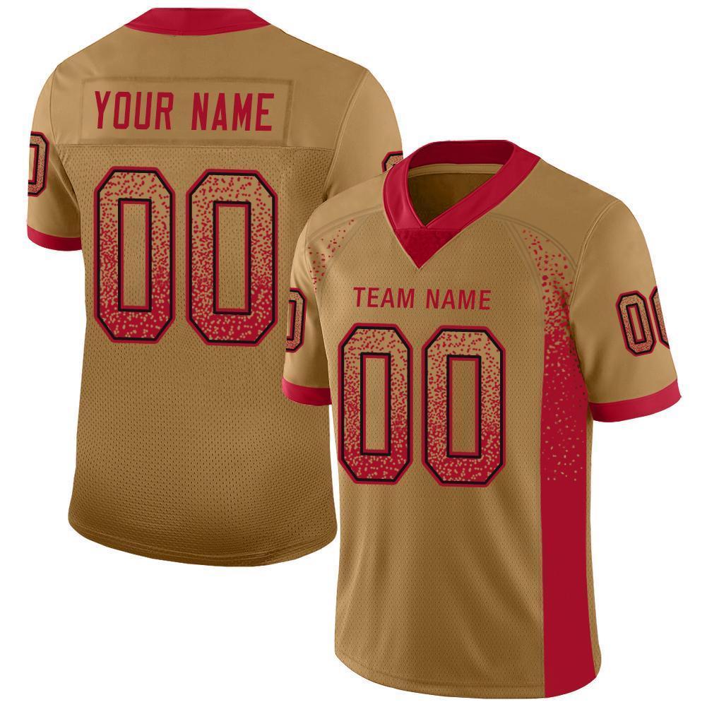 Custom Old Gold Red-Black Drift Fashion Mesh Authentic American Football Jersey| KXKSHOP