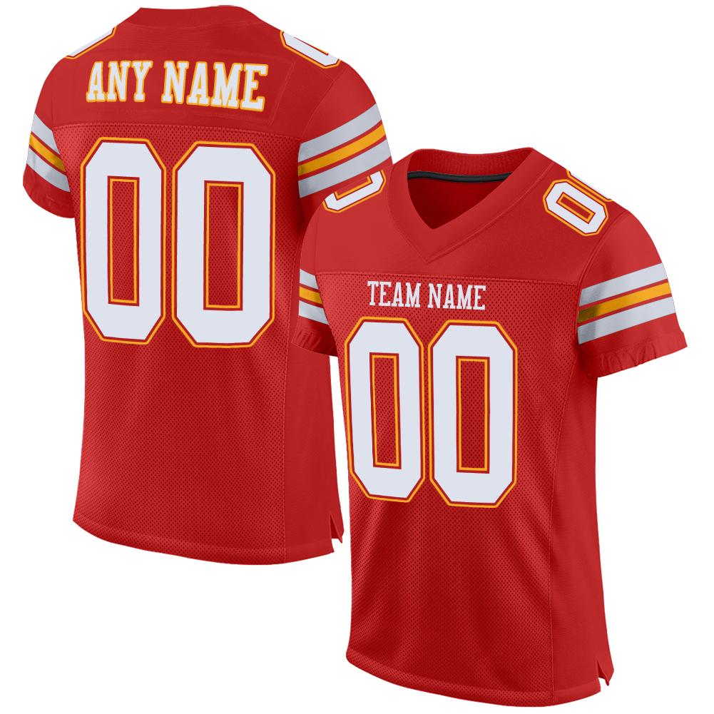Custom Scarlet White-Gold Classic Style Mesh Authentic American Football Jersey| KXKSHOP