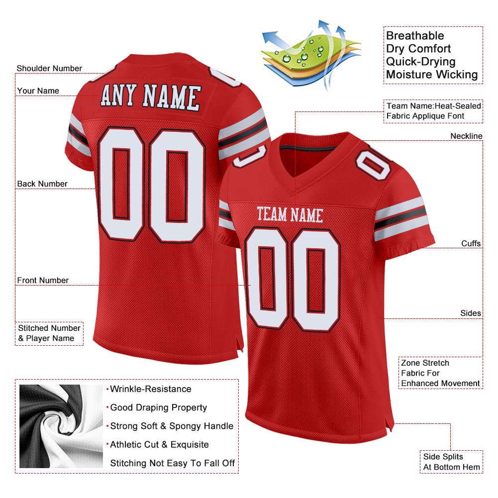 Custom Scarlet White-Black Classic Style Mesh Authentic American Football Jersey| KXKSHOP