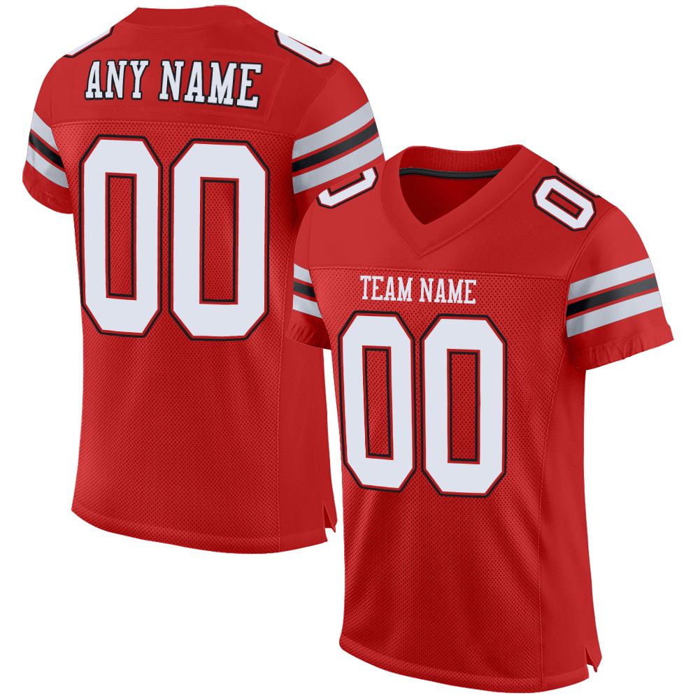 Custom Scarlet White-Black Classic Style Mesh Authentic American Football Jersey| KXKSHOP