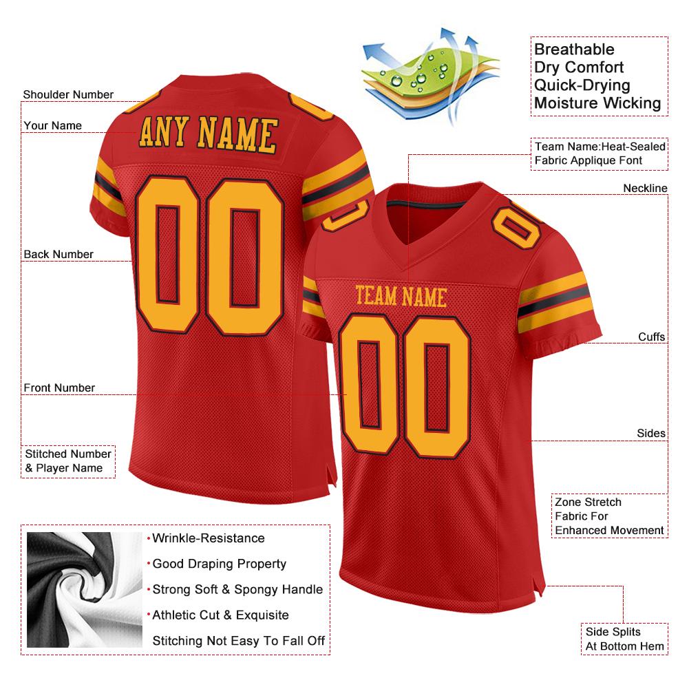Custom Scarlet Gold-Black Classic Style Mesh Authentic American Football Jersey| KXKSHOP