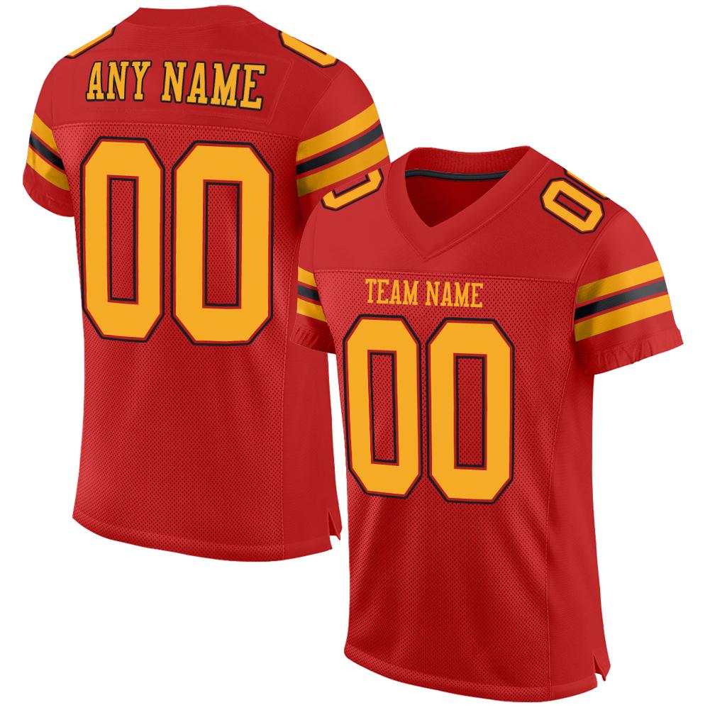 Custom Scarlet Gold-Black Classic Style Mesh Authentic American Football Jersey| KXKSHOP