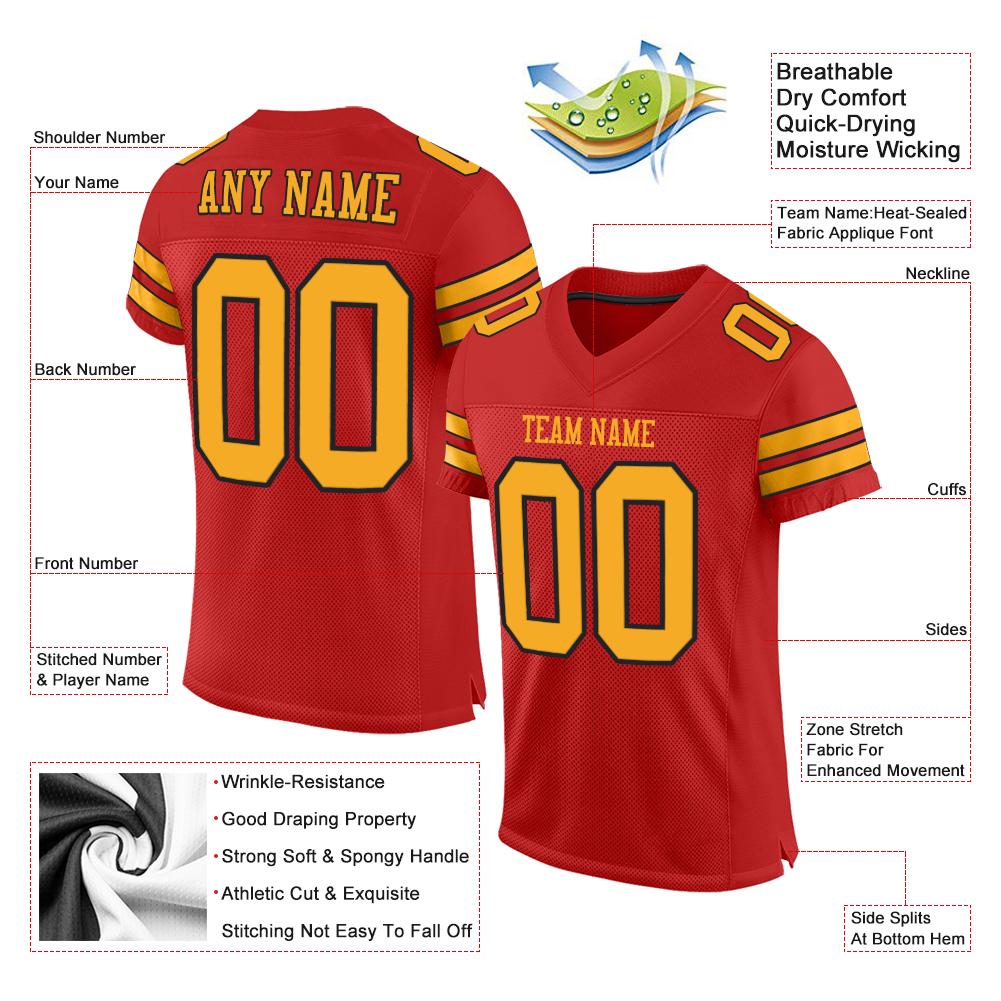 Custom Scarlet Gold-Black Classic Style Mesh Authentic American Football Jersey| KXKSHOP