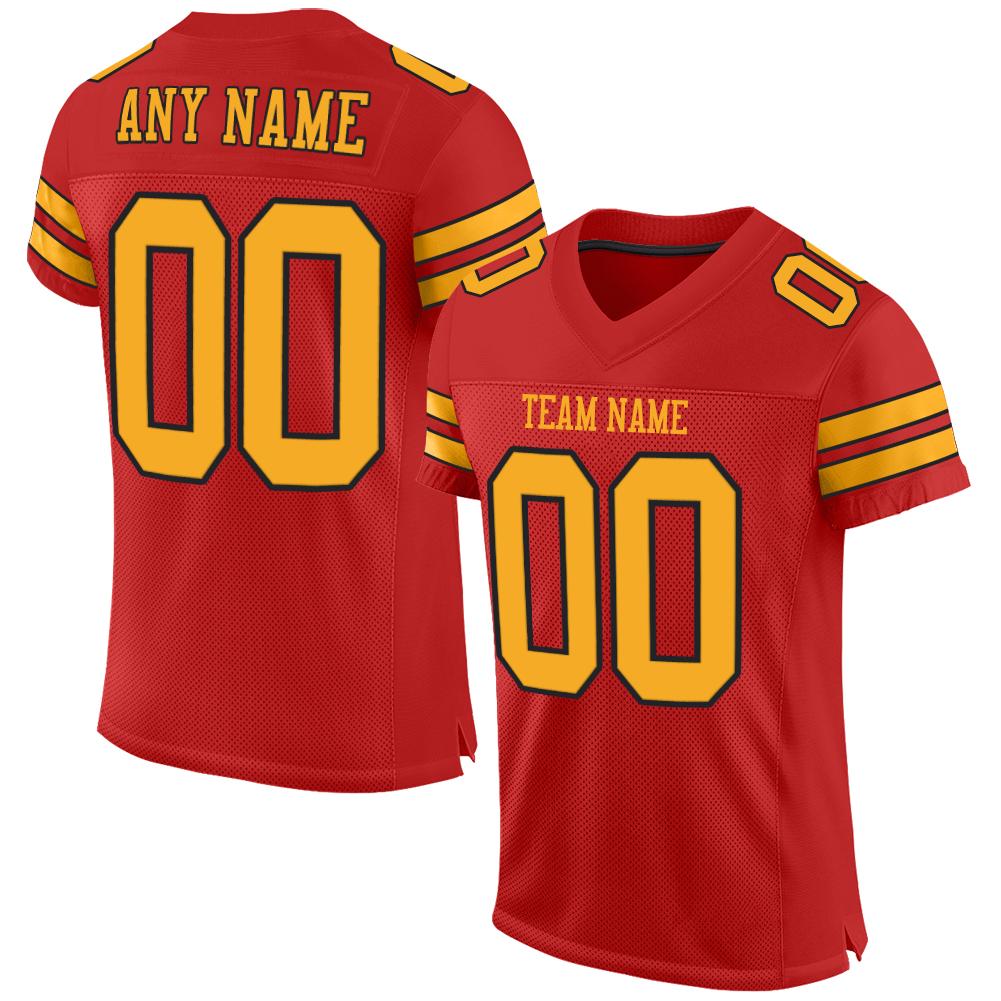 Custom Scarlet Gold-Black Classic Style Mesh Authentic American Football Jersey| KXKSHOP