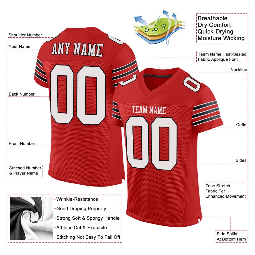 Custom Scarlet White-Black Classic Style Mesh Authentic American Football Jersey| KXKSHOP